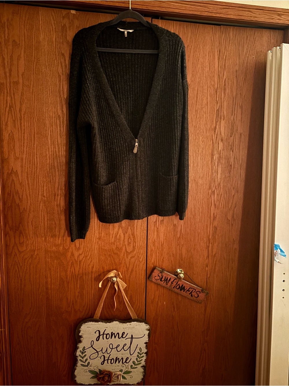 BKE Black Ribbed Half-Zip Cardigan